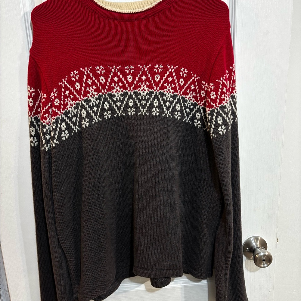 Vintage Nordic red and grey Knit Sweater – Size Small